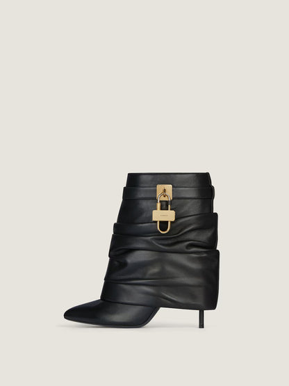 Shark Lock Stiletto Ankle Boots In Nappa Leather