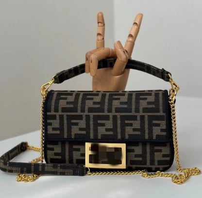 Baguette FF Jacquard Wallet On Chain