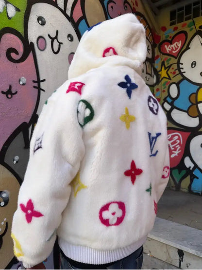 LV Mink Fur Coat x Virgil Abloh White And Multicolor Fur