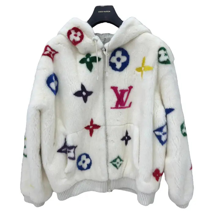 LV Mink Fur Coat x Virgil Abloh White And Multicolor Fur